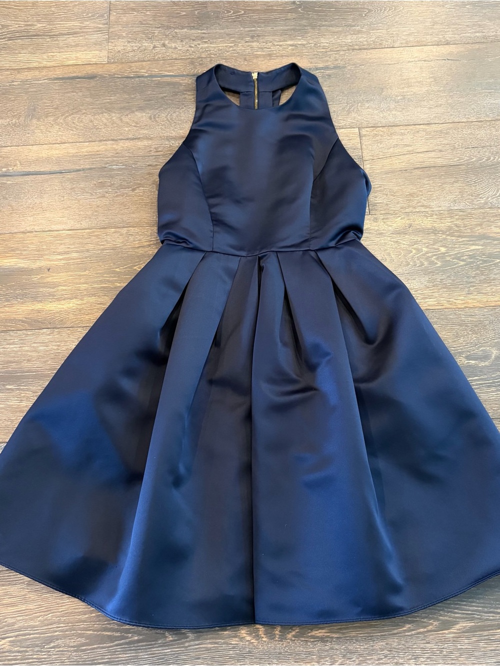ERIN by Erin Fetherston Navy Fit-and-Flare Satin Halter Dress